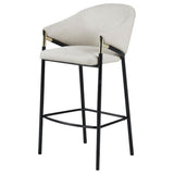 ZUN Beige and Glossy Black Sloped Arm Bar Stools B062P145554