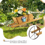 ZUN 2 In 1 Wheelbarrow Planter,Wooden Wagon Planter with 9 Magnetic Accessories for Garden Yard 69706823