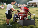 Outdoor Grill Table for Big Green Egg Style BBQ, Metal Grill Cart with Storage Box, Compatible with 42409360