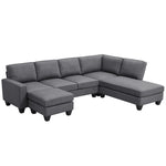 ZUN [New] 104.3*78.7" Modern L-shaped Sectional Sofa,7-seat Linen Fabric Couch Set with 68288561