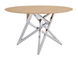 37Inch Round Dining Table, Small Round Kitchen Table With Silver Metal Legs, Suitable For 2 To 4 36643401