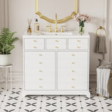 36'' Bathroom Vanity with Ceramic Sink Combo, Solid Wood Frame Bathroom Storage Cabinet, N710P195628K