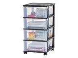 4-Drawer Narrow Plastic Storage Drawer Cart, Black 13046736
