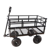 ZUN (Black double fence utility cart) Wagon Cart Garden cart trucks make it easier to transport firewood W22784159