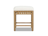 Lucia 25.5" Backless Upholstered Counter Stool with Resin Rattan Frame, Ivory White Boucle B2719P238395