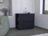 DEPOT E-SHOP Tully Bar Cart Two Pull-Down Door Cabinets and Two Open Shelves,Black B097P167410