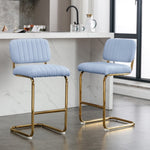 ZUN Mid-Century Modern Counter Height Bar Stools for Kitchen Set of 2, Armless Bar Chairs with Gold 97569817
