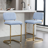 ZUN Mid-Century Modern Counter Height Bar Stools for Kitchen Set of 2, Armless Bar Chairs with Gold W1170104357