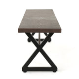 Outdoor Aluminum Dining Bench with Steel Frame, Brown / Black 61625.00BBRNMP1