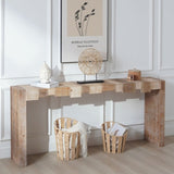 Rustic Modern Manufactured Wood Console Table with Step-Block Design W2729P239169
