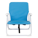 ZUN 56*60*63cm Load-Bearing 100kg Blue Oxford Cloth White Iron Frame Beach Chair 70107311