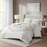 Full/Queen 3 Piece Tufted Cotton Chenille Duvet Cover Set B03597351
