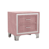 Mid Century Vintage Nightstand with Metal Legs for Bedroom, Velvet Bedside Table with 2 Drawers, N733P183659H