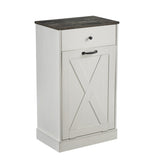 ZUN WF002 TC1-7034K Single Door Trash Cabinet Tilt Trash Cabinet Kitchen Trash Can - Splice Wood White W308106403