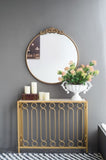 30" x 32" Round Gold Mirror, Wall Mounted Mirror with Metal Frame for Bathroom Living Room W2078124100