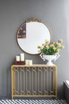 ZUN 30" x 32" Round Gold Mirror, Wall Mounted Mirror with Metal Frame for Bathroom Living Room W2078124100