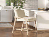 Arizona 25.5" Solid Ash Wood Upholstered Counter Stool with Rope Detail, Crme de la Crme White B2719P238401