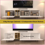 ZUN [Video] TV Console with Big Storage Cabinets, Modern TV Stand with Yellow and Ivory Contrasting 40435690