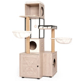 63" Multi-Functional Cat Tree with Litter Box - Includes Removable Washable Cushion, Scratching W1687P304383