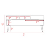 ZUN Tv Stand for TV´s up 52", Three Open Shelves, Two Flexible Drawers, Dark Walnut B097133050