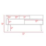 Tv Stand for TVs up 52", Three Open Shelves, Two Flexible Drawers, Dark Walnut B097133050