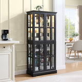 Curio Display Cabinet, Antique Display Cabinet with Glass Doors Adjustable Shelves for Collectibles W2275P300144
