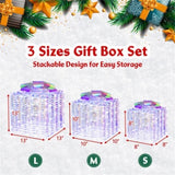 3 glowing Christmas gift boxes with bows 04567105