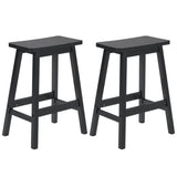 2pcs Pine Wood Saddle Seat Bar Stool Black 02885739