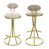 Round Bar Stools S-shaped Stripe Kitchen Stool Set of 2 Modern Velvet Upholstered Counter Chair for W1757P345494