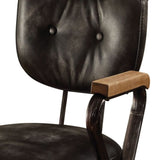 Vintage Black Swivel Office Chair with Nailhead Trim B062P182753