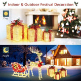 3pcs 10 inch-8 inch-6 inch Golden Gift Box Garden Gift Box Decoration 5M Long Power Cord US Plug 90352277