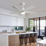 52 Inch Modern Ceiling Fan With Dimmable LED Light 5 Solid Wood Blades Smart Remote Control W934P195842