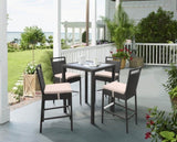 Tropez Outdoor Patio Wicker Barstool with Water Resistant Beige Fabric Cushions B2736P268523