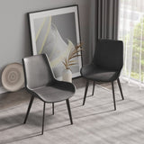 ZUN Modern Dining Chair Living Room Black Metal Leg Dining Chair-Grey-2pcs/ctn W153565882