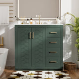 36'' Bathroom Vanity with Ceramic Sink Combo, Solid Wood Frame Bathroom Storage Cabinet, N710P243327F
