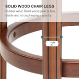 Seat height 26.5'' Cow top Leather Wooden Bar Stools, 360 Degree Swivel Bar Height Chair with Backs 41697964