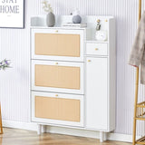 ZUN Modern minimalist storage cabinet, Japanese rattan shoe cabinet, bed top cabinet, small home 98584209