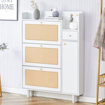 ZUN Modern minimalist storage cabinet, Japanese rattan shoe cabinet, bed top cabinet, small home W1151P147202