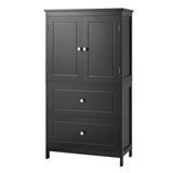 ZUN Bathroom Storage Cabinet, Cabinet with Two Doors and Drawers, Adjustable Shelf, MDF Board, Black 61107044