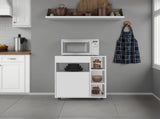 Jud Microwave Cart with 5 Shelves, 1 Door, Cabinet Storage, and Rolling Casters, White B097P474296