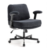 Chair with Wheels and Flip Arms-Comfy Fabric Cross Legged Office Chair with Thick Cushion&Wide Seat, 15752101