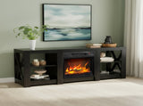 58 Inch Black Double-Sided Cross Fireplace Cabinet with 18 Inch Fireplace Core, 149 * 40 * 60cm 93479930