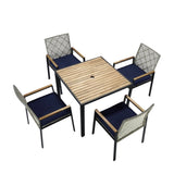 All Weather 5-Piece Patio Dining Table Sets, Patio Conversation Set Acacia Wood Table Top with 52097006