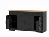 Black 47" Farmhouse Buffet Cabinet, Soft-Close Hinges, 3 Drawers, Adjustable Shelves, Spice Racks 97746118