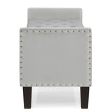 Upholstered Tufted Button Storage Bench with nails trim,Entryway Living Room Soft Padded Seat with W2186139087