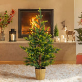 2 Pack 4 FT Dual Tone Artificial Christmas Tree with Pot Stand, Potted Xmas Pine Tree with 119 70224636