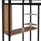 ZUN Twin Metal Loft Bed with 2 Shelves and one Desk ,BLACK 39732904