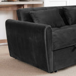 ZUN 64.9 "3-in-1 foldable large size sofa bed, modern velvet double sofa, sofa bed with adjustable back, W2564P228262