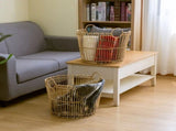 Large Light Natural Open Poly Rattan Storage Basket with Handles, 2 Pack 88702460