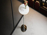 Rock slab circular tabletop non adjustable bar table, bar table with silver legs W1512P612957